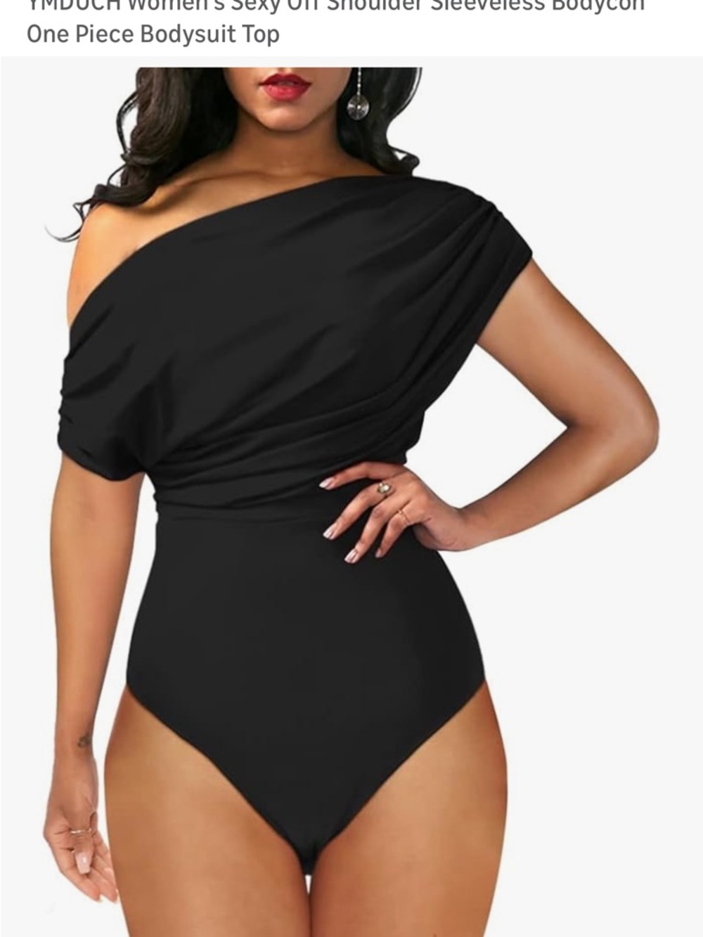 Amazon Black Off-Shoulder Bodysuit Top